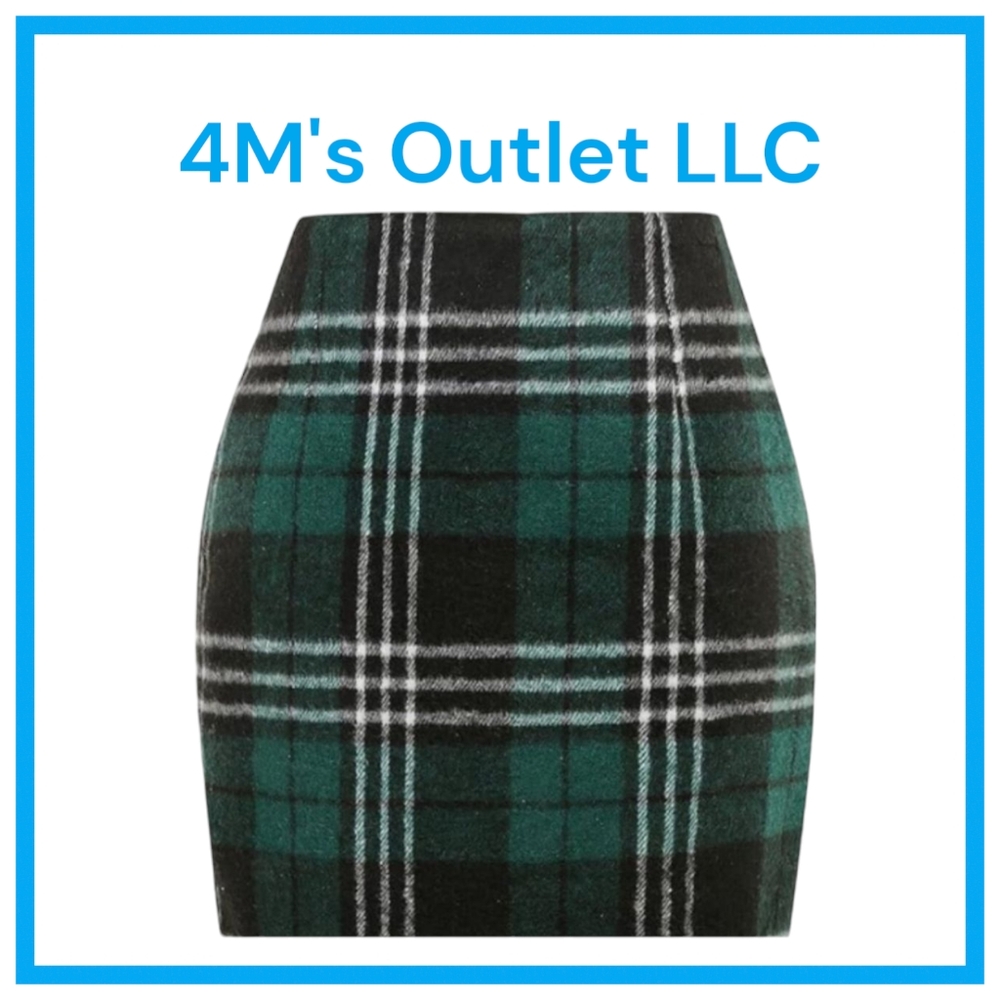 IDEALSANXUN Midi Plaid Skirts for Women 2024 Fall Winter Knee Length Pencil Wool